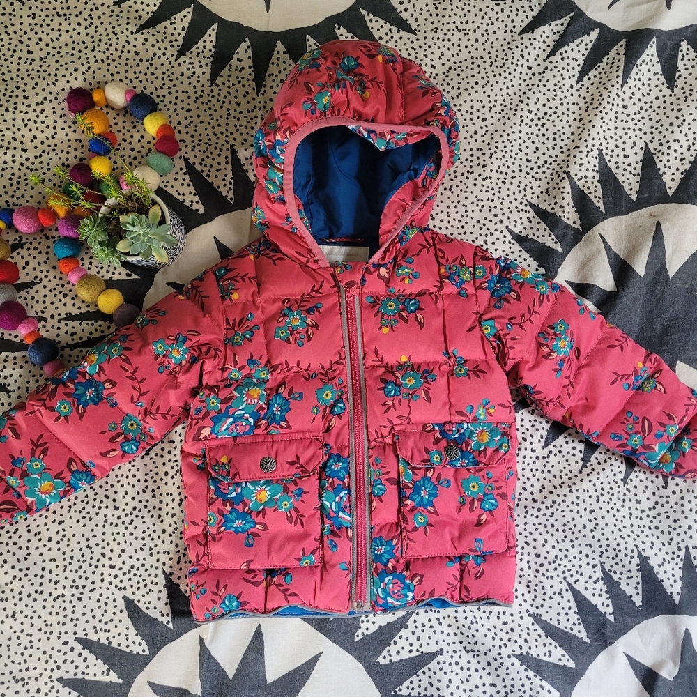 Hanna Andersson pink floral puffer coat